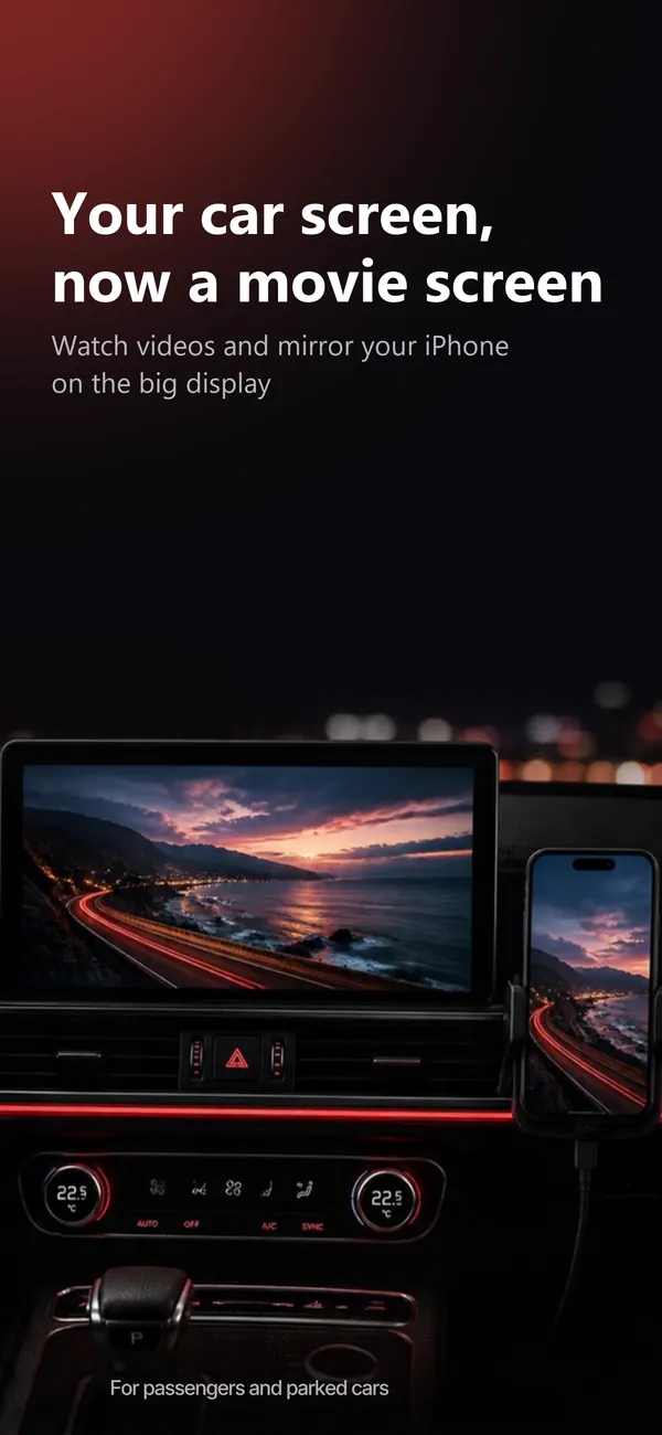 Your car screen, now a movie screen